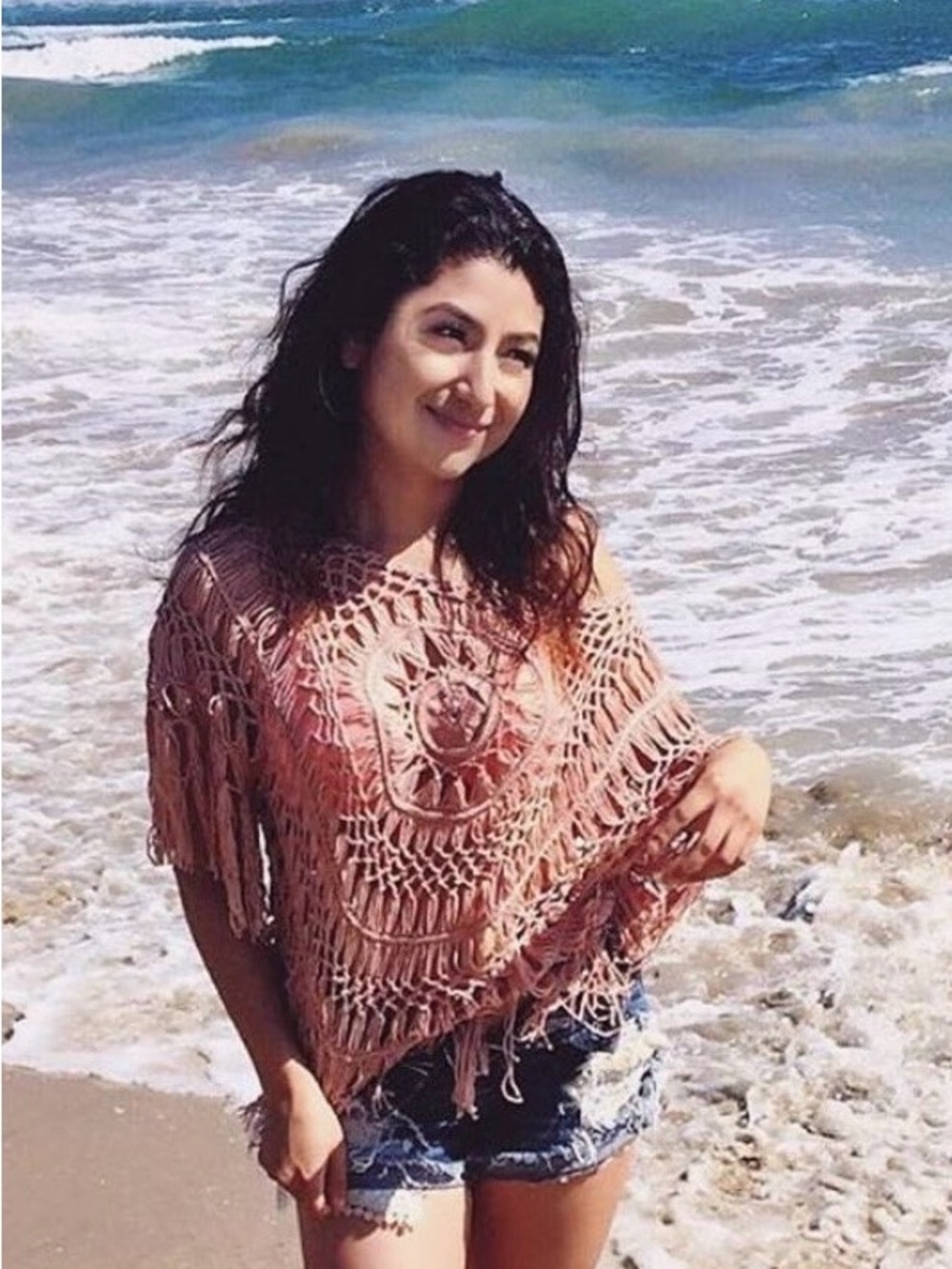 Open-Knit Crochet Coverup - Pink
